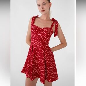 OAK + FORT FLORAL BUSTIER MINI DRESS